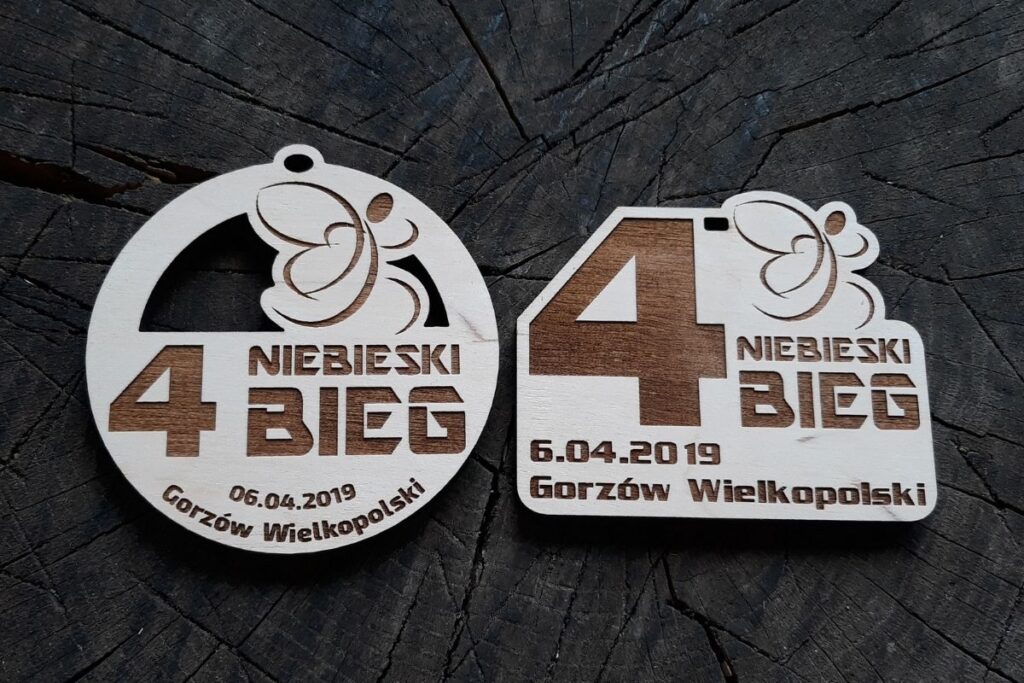 Pamiątkowy medal drewniany – 4. Niebieski Bieg, Gorzów Wielkopolski.