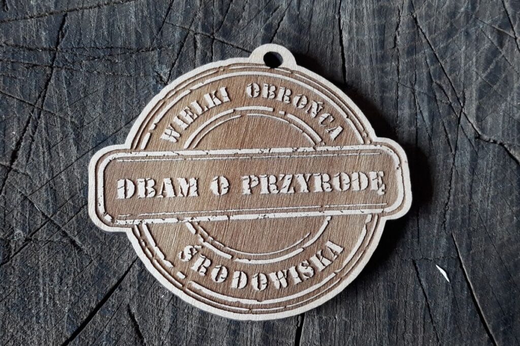 Drewniany medal ekologiczny dla dzieci, trofeum Wielki Obrońca Środowiska, pamiątka dbam o przyrodę, medal eko.