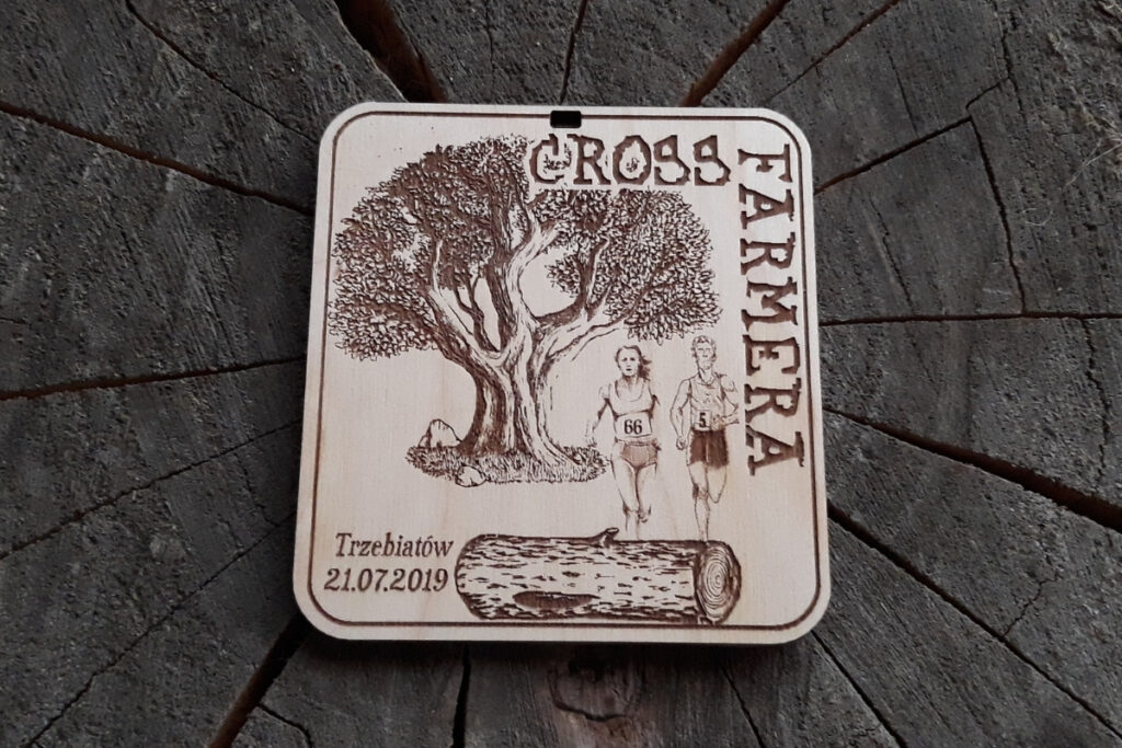Medal Cross Farmera, drewniane trofeum biegowe
