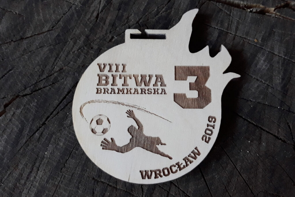Medal dla bramkarza, drewniane trofeum piłkarskie, eko medal na bitwę bramkarską, pamiątka z turnieju piłki nożnej.